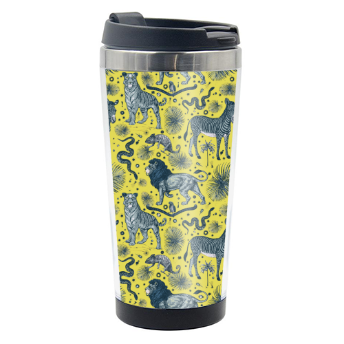 Exotic Jungle Animal Print in Yellow - photo water bottle by Wallace Elizabeth