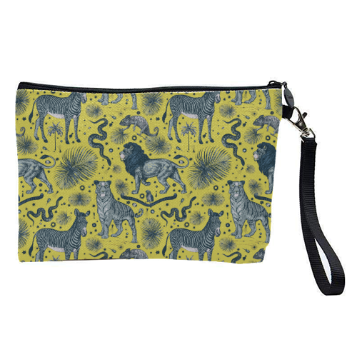 Exotic Jungle Animal Print in Yellow - pretty makeup bag by Wallace Elizabeth