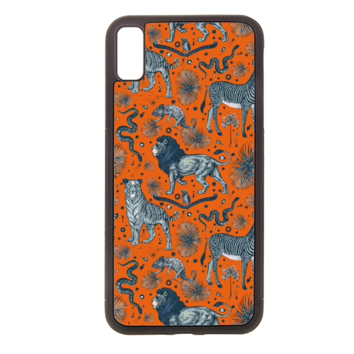 Exotic Jungle Animal Print - Lions, Zebras & Tigers in Orange - stylish phone case by Wallace Elizabeth