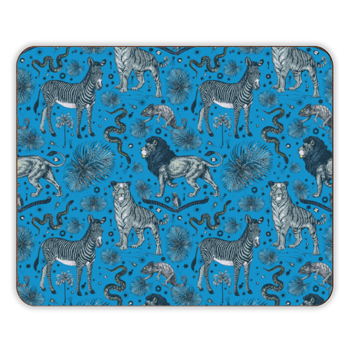 Exotic Jungle Animal Print, Blue & Grey - designer placemat by Wallace Elizabeth