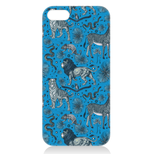 Exotic Jungle Animal Print, Blue & Grey - unique phone case by Wallace Elizabeth