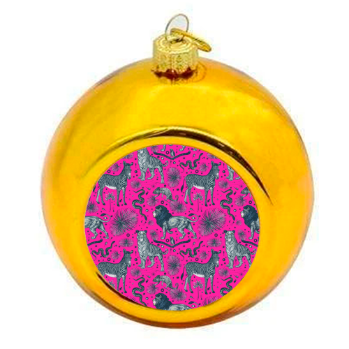 Exotic Jungle Animal Print - Magenta - colourful christmas bauble by Wallace Elizabeth