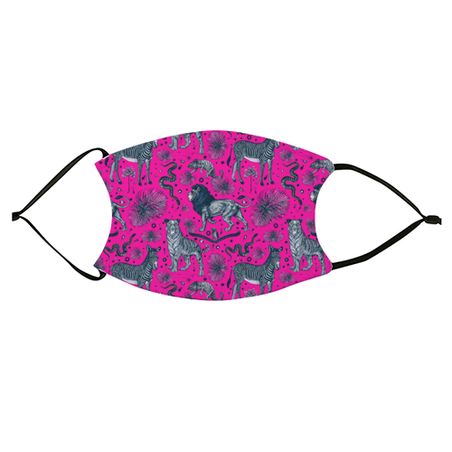 Exotic Jungle Animal Print - Magenta - face cover mask by Wallace Elizabeth