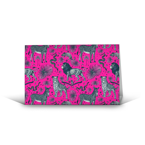 Exotic Jungle Animal Print - Magenta - funny greeting card by Wallace Elizabeth