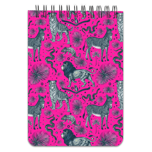Exotic Jungle Animal Print - Magenta - personalised A4, A5, A6 notebook by Wallace Elizabeth