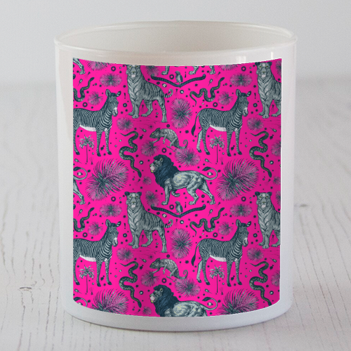 Exotic Jungle Animal Print - Magenta - scented candle by Wallace Elizabeth