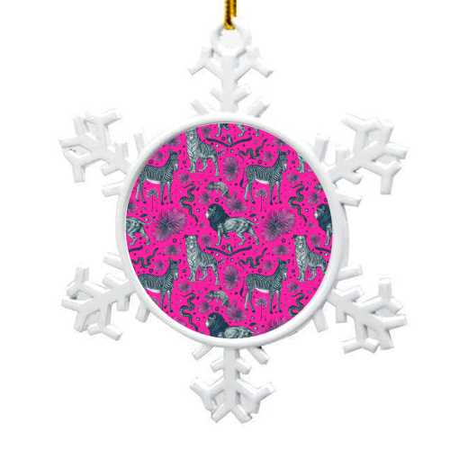 Exotic Jungle Animal Print - Magenta - snowflake decoration by Wallace Elizabeth
