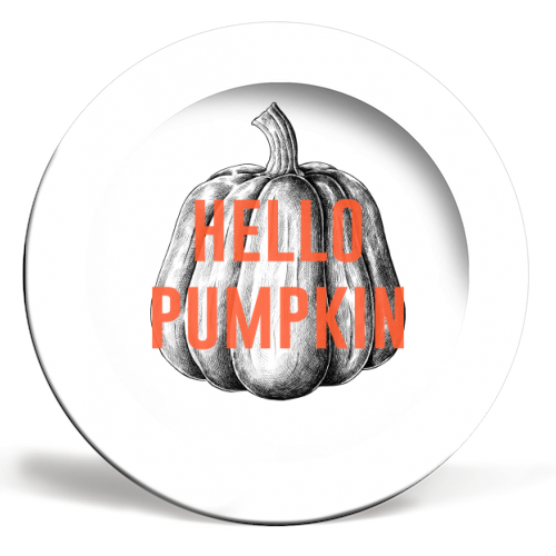 Hello Pumpkin - ceramic dinner plate by The 13 Prints