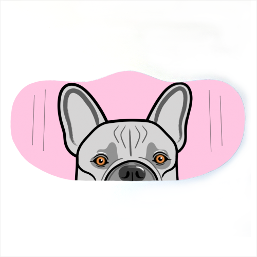 Peek-a-boo French Bulldog (pink) - face cover mask by Adam Regester