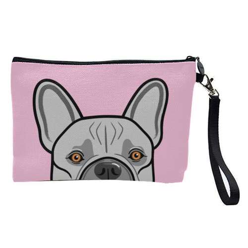 Peek-a-boo French Bulldog (pink) - pretty makeup bag by Adam Regester