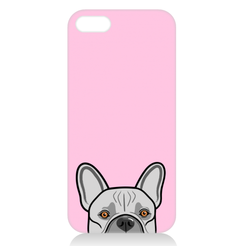 Peek-a-boo French Bulldog (pink) - unique phone case by Adam Regester