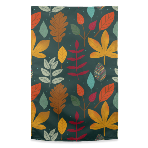 autumn colors - funny tea towel by haris kavalla