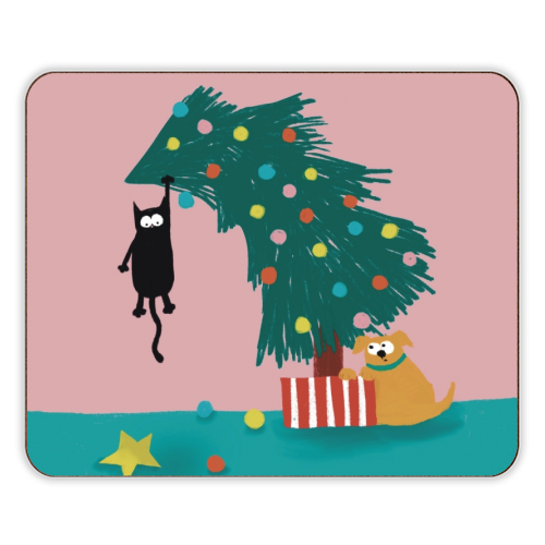 Naughty Cat on the tree - designer placemat by Giddy Kipper