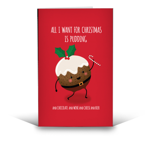 Christmas Pudding - funny greeting card by Mandy Kippax