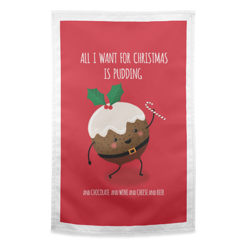 Christmas Pudding - funny tea towel by Mandy Kippax