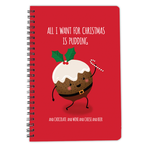 Christmas Pudding - personalised A4, A5, A6 notebook by Mandy Kippax
