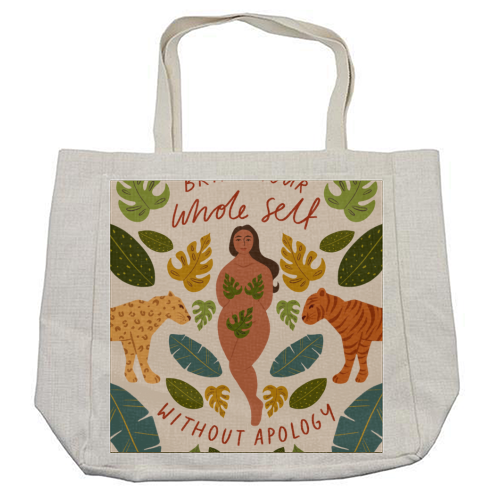 Bring your whole self without apology - cool beach bag by Jenny Adjene