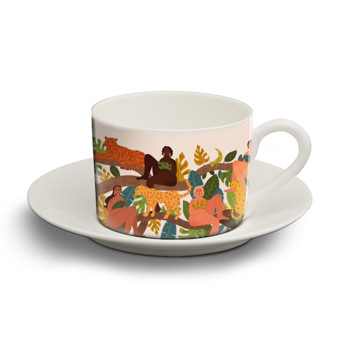 Group Of Wild Women Jungle - personalised cup and saucer by Jenny Adjene