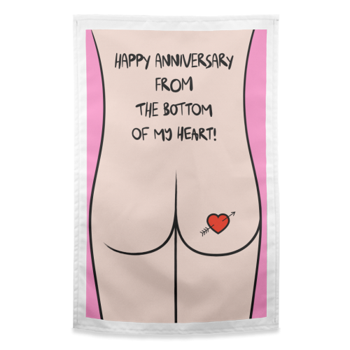 Cheeky Anniversary Greeting - funny tea towel by Adam Regester
