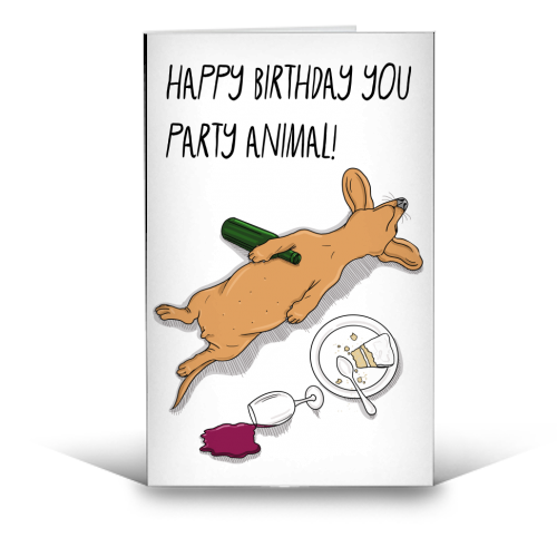 Party Animal Birthday Greeting - funny greeting card by Adam Regester