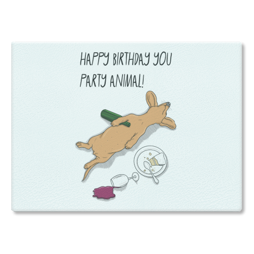 Party Animal Birthday Greeting - glass chopping board by Adam Regester