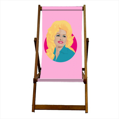 Dolly Parton Portrait Art - Light Pink - canvas deck chair by SABI KOZ