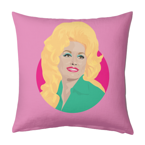 Dolly Parton Portrait Art - Light Pink - designed cushion by SABI KOZ