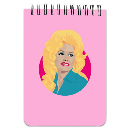 Dolly Parton Portrait Art - Light Pink - designed notebook by SABI KOZ
