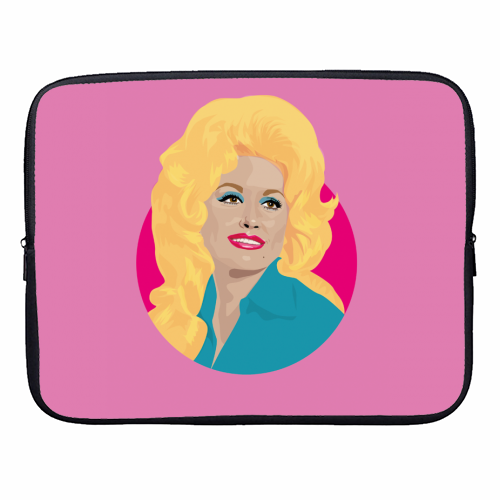 Dolly Parton Portrait Art - Light Pink - designer laptop sleeve by SABI KOZ