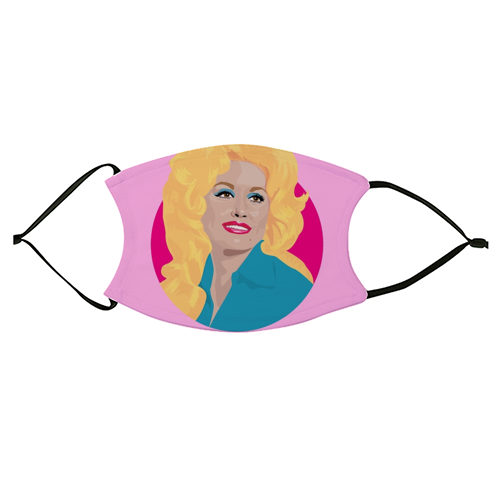 Dolly Parton Portrait Art - Light Pink - face cover mask by SABI KOZ