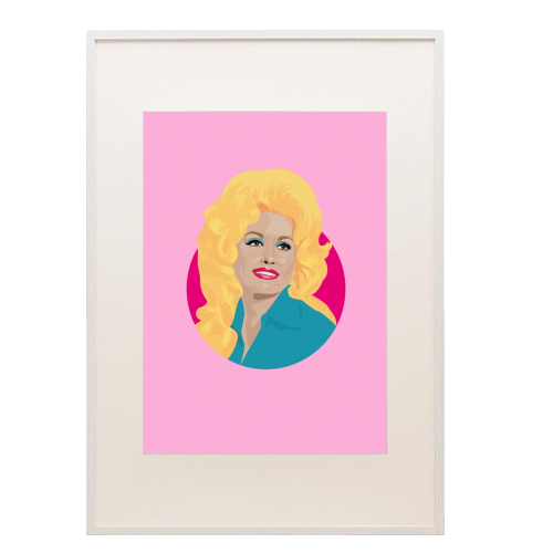 Dolly Parton Portrait Art - Light Pink - framed poster print by SABI KOZ