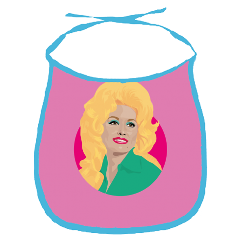 Dolly Parton Portrait Art - Light Pink - funny baby bib by SABI KOZ