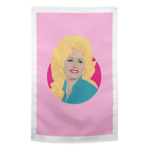Dolly Parton Portrait Art - Light Pink - funny tea towel by SABI KOZ