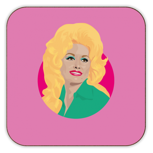 Dolly Parton Portrait Art - Light Pink - personalised beer coaster by SABI KOZ