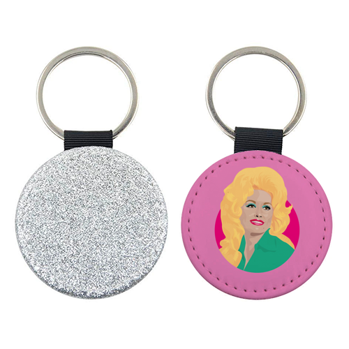 Dolly Parton Portrait Art - Light Pink - personalised picture keyring by SABI KOZ