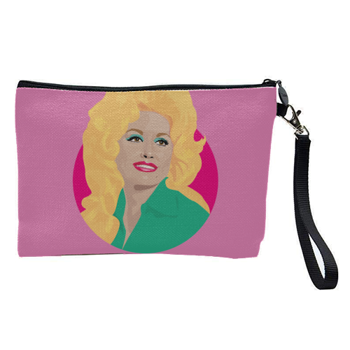 Dolly Parton Portrait Art - Light Pink - pretty makeup bag by SABI KOZ