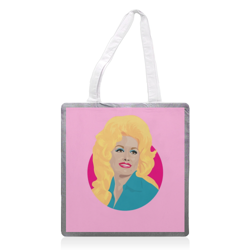 Dolly Parton Portrait Art - Light Pink - printed tote bag by SABI KOZ