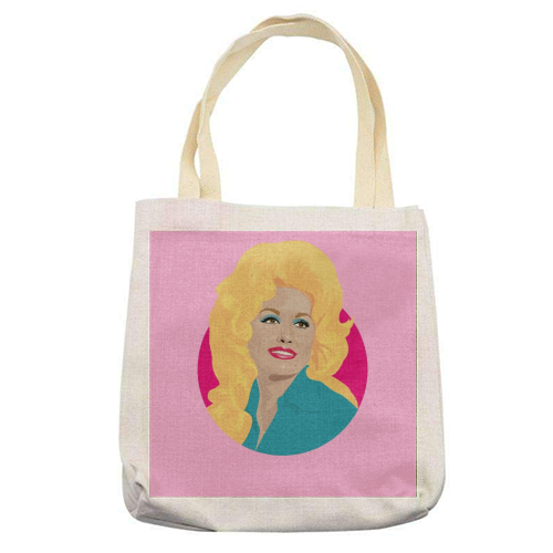 Dolly Parton Portrait Art - Light Pink - printed tote bag by SABI KOZ