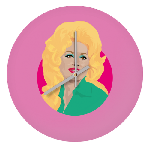 Dolly Parton Portrait Art - Light Pink - quirky wall clock by SABI KOZ