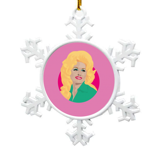 Dolly Parton Portrait Art - Light Pink - snowflake decoration by SABI KOZ