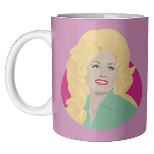 Dolly Parton Portrait Art - Light Pink - unique mug by SABI KOZ