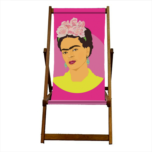 Frida Kahlo Art - Pink - canvas deck chair by SABI KOZ