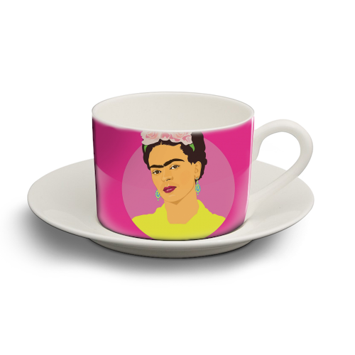 Frida Kahlo Art - Pink - personalised cup and saucer by SABI KOZ