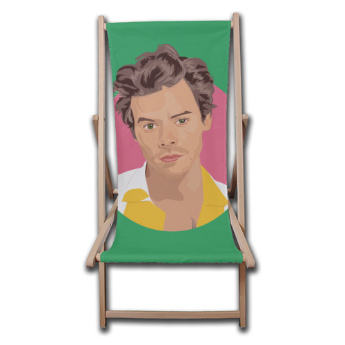 Harry Styles Green Portrait - canvas deck chair by SABI KOZ