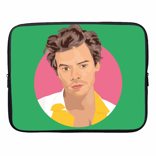 Harry Styles Green Portrait - designer laptop sleeve by SABI KOZ