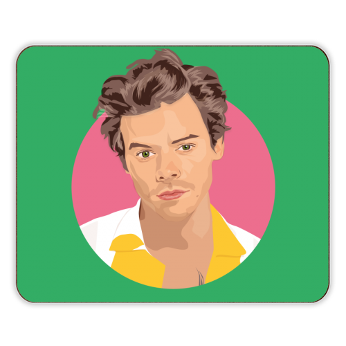 Harry Styles Green Portrait - designer placemat by SABI KOZ
