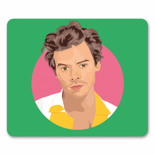 Harry Styles Green Portrait - funny mouse mat by SABI KOZ