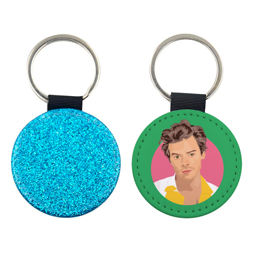 Harry Styles Green Portrait - personalised picture keyring by SABI KOZ