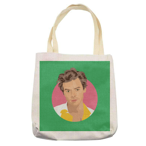 Harry Styles Green Portrait - printed tote bag by SABI KOZ
