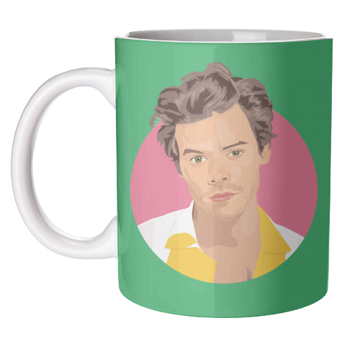 Harry Styles Green Portrait - unique mug by SABI KOZ